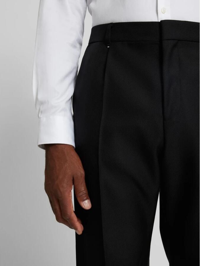 Boss Slim fit pantalon van scheerwol met persplooien model 'Pieter'