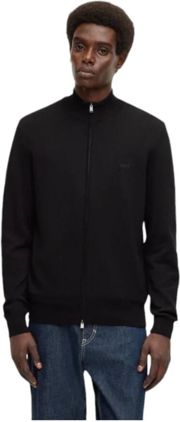 Hugo Boss Zwarte Cardigan met Lange Mouwen Rits en Geborduurd Logo Black Heren - Foto 20