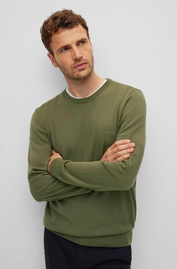 Boss Gebreide pullover van scheerwol met labelstitching model 'Botto' - Foto 11