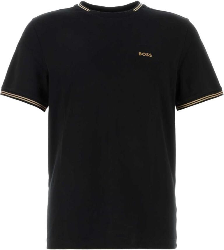 Boss Zwart Stretch Katoenen T-Shirt Black Heren