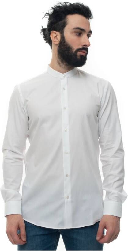 Boss Slim Fit Gestructureerd Formeel Overhemd White Heren