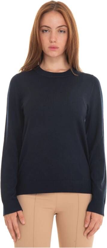 Boss Geribbelde Ronde-Hals Pullover Blauw Dames