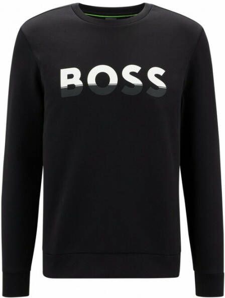 Hugo Boss sweater ronde hals zwart effen katoen normale fit