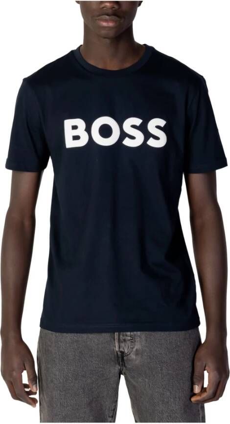 Boss Heren Jersey Thinking T-Shirt Blauw Heren