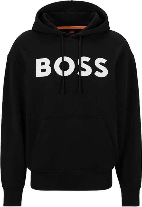 Boss Zwarte Katoenen Sweatshirt met Logo Print Black Heren