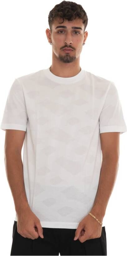Boss Kort T-shirt met ronde hals en abstract design White Heren