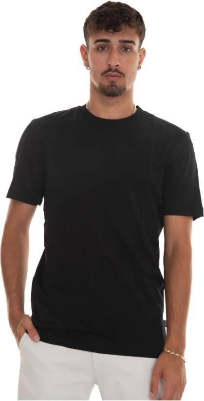 Boss Kort T-shirt met ronde hals en abstract design Zwart Heren