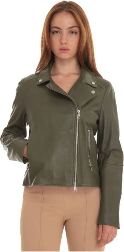 Boss Leren Harrington Jack met Ritssluiting Groen Dames