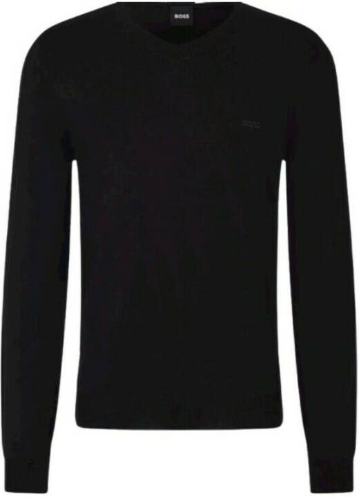 Boss Gebreide pullover met geribde V-hals model 'Baram'