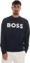 Boss Maxi Logo Crewneck Sweatshirt Blauw Heren - Thumbnail 1