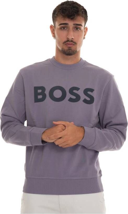 Boss Maxi Logo Crewneck Sweatshirt Purple Heren