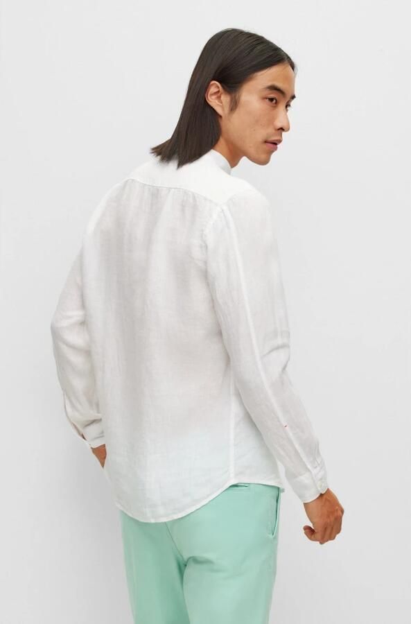 Hugo Boss Wit linnen overhemd met mandarijnkraag White Heren - Foto 7