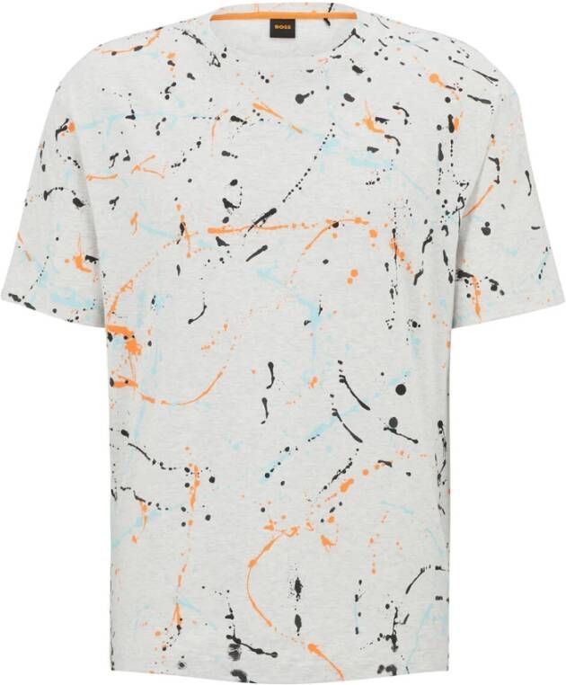 Boss Orange T-shirt met all-over motief model 'Tepaint'