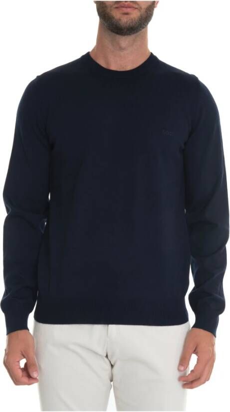 Boss Round-neck pullover Blauw Heren