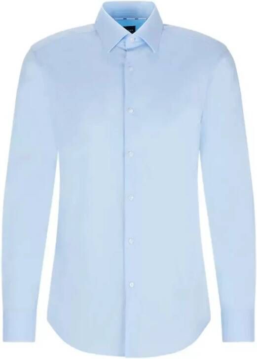 Boss Slank fit shirt gemaakt van ijzerlichtelastische katoenen popeline Blauw Heren