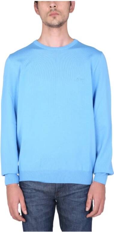 Boss Sweater With Embroidered Logo Blauw Heren
