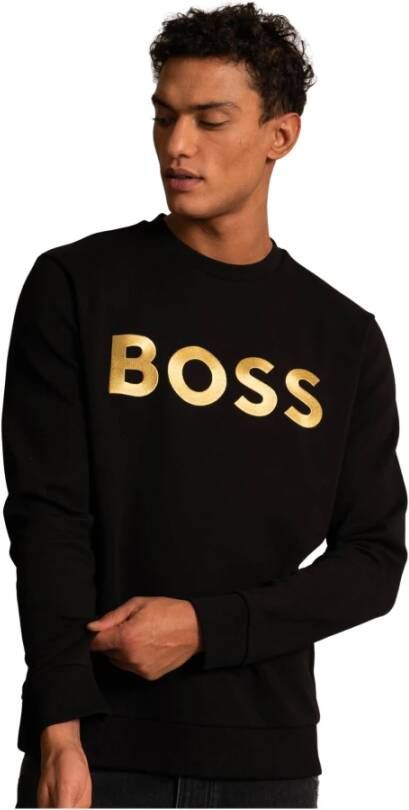 Hugo Boss Relaxed FIT Sweatshirt IN Cotton Blend With Contrasting Logo 50482898 Zwart Heren