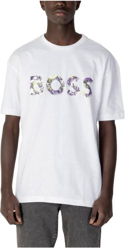 Hugo Boss Wit Bedrukt T-Shirt Korte Mouwen White Heren