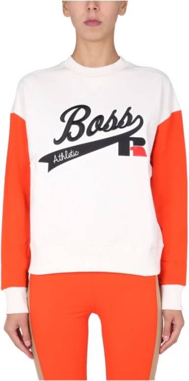 Boss X Russell Athletic Logo Sweatshirt Wit Dames