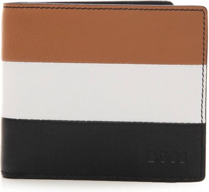 Boss Zip leather wallet medium size Zwart Heren