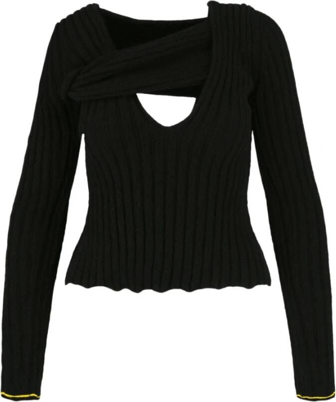Bottega Veneta Asymmetrische V-hals top Zwart Dames