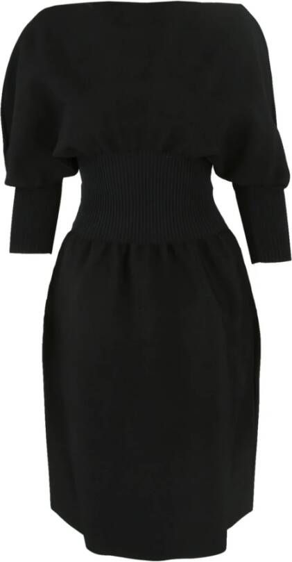Bottega Veneta Ballon-mouw stretch midi-jurk Zwart Dames