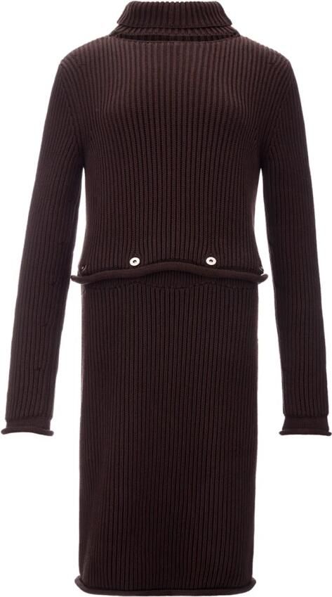 Bottega Veneta Chunky Cotton Ribbed Dress Brown Dames