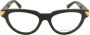 Bottega Veneta Zwart Transparant Acetaat Montuur met Iconische Metalen Strepen Black Unisex - Thumbnail 3
