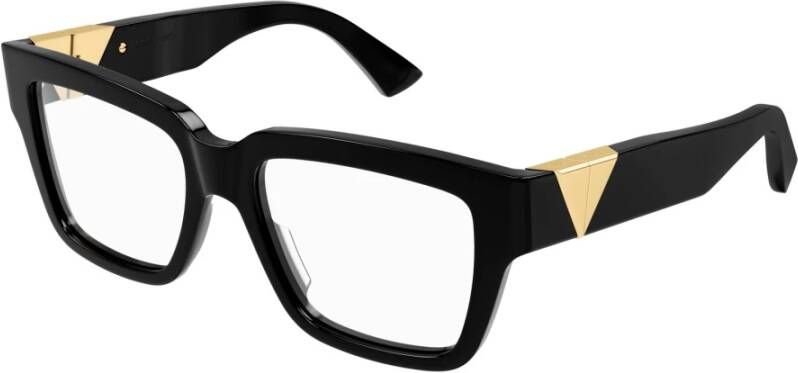 Bottega Veneta Rechthoekige Vierkante Acetaat Bril Black Unisex