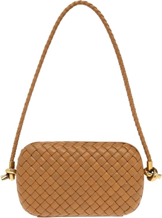 Bottega Veneta Bruine Intrecciato Knoop Schoudertas Brown Dames