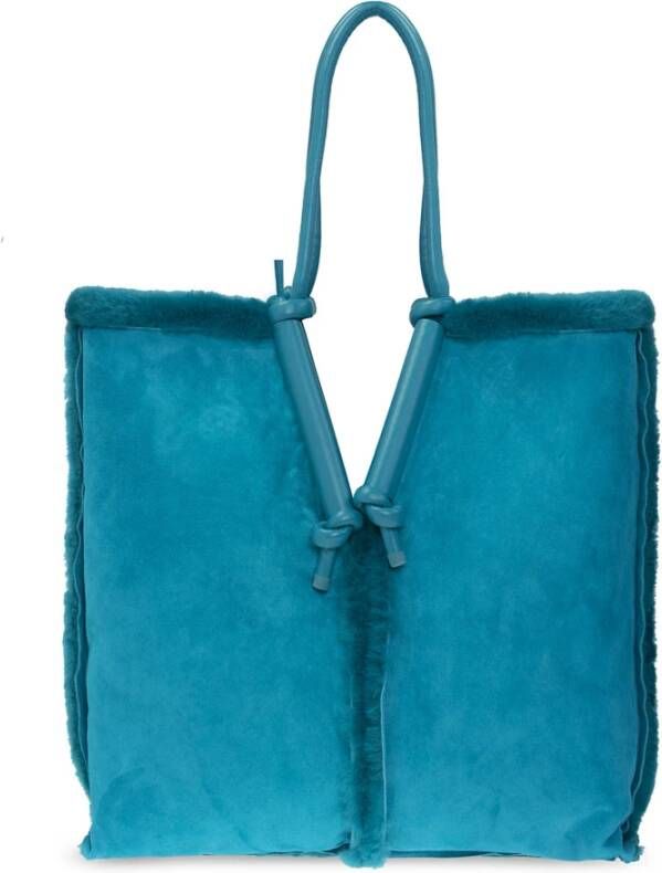 Bottega Veneta Leather Shopper Bag Blauw Dames