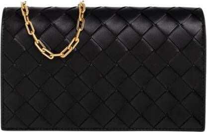 Bottega Veneta Leather wallet with chain Zwart Dames
