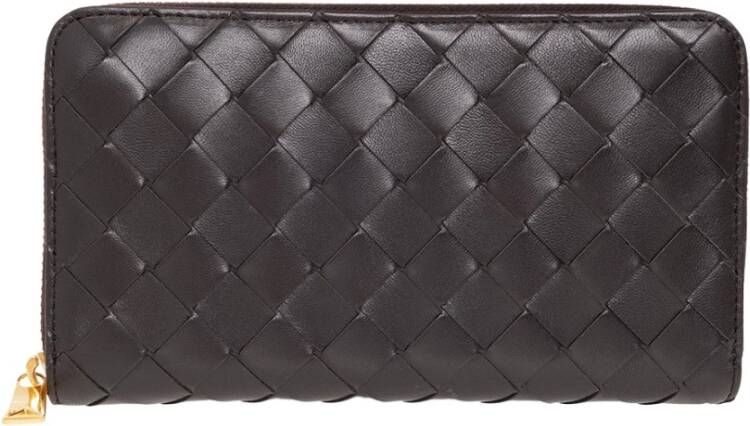 Bottega Veneta Leather wallet with Intrecciato weave Bruin Dames