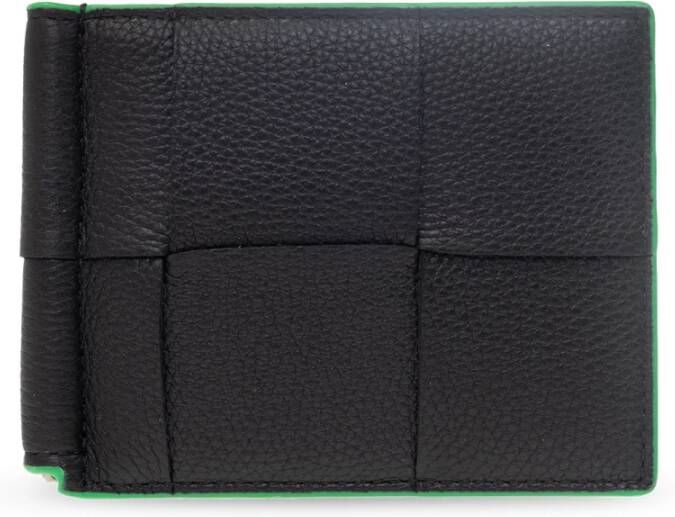 Bottega Veneta Leren opvouwbare portemonnee Zwart Heren