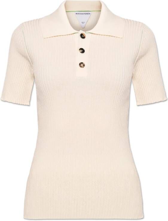 Bottega Veneta Ribbed polo shirt Beige Dames