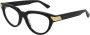 Bottega Veneta Zwart Transparant Acetaat Montuur met Iconische Metalen Strepen Black Unisex - Thumbnail 5