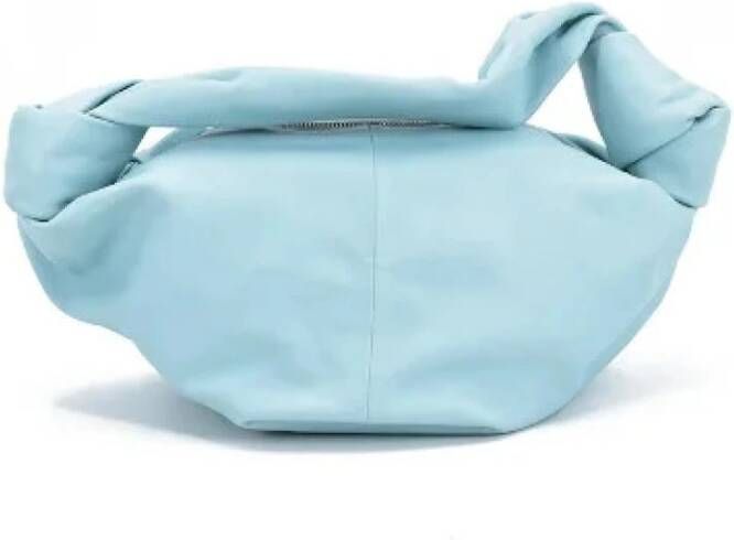 Bottega Veneta Vintage Blauwe Leren Schoudertas Blauw Dames