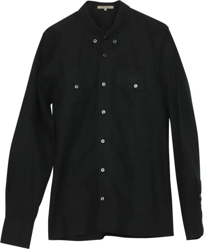 Bottega Veneta Vintage Bottega Veneta Button Down Shirt in Black Cotton Zwart Heren