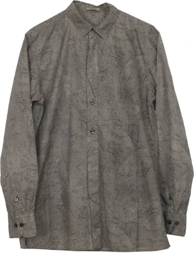 Bottega Veneta Vintage Bottega Veneta Dotted Print Button Down Shirt in Grey Cotton Grijs Heren
