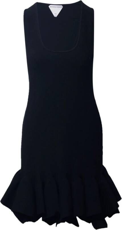 Bottega Veneta Vintage Bottega Veneta Fluted Dress in Black Wool Zwart Dames