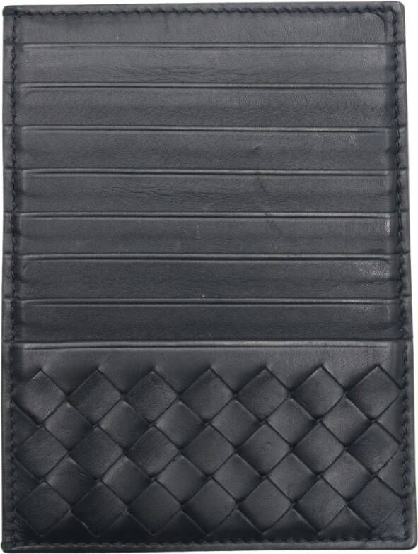 Bottega Veneta Vintage Bottega Veneta Intrecciato Cardholder Long Wallet in Black Leather Zwart Heren