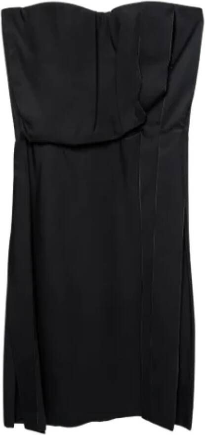Bottega Veneta Vintage Gedurfde Zwarte Viscose Jurk Zwart Dames