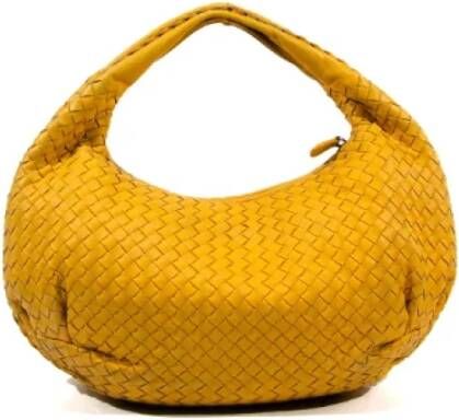 Bottega Veneta Vintage Gele Leren Bottega Veneta Schoudertas Geel Dames