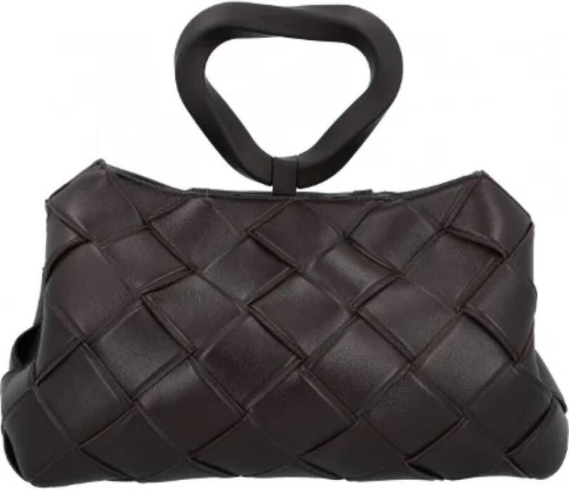 Bottega Veneta Vintage Gevlochten Leren Schoudertas Bruin Dames