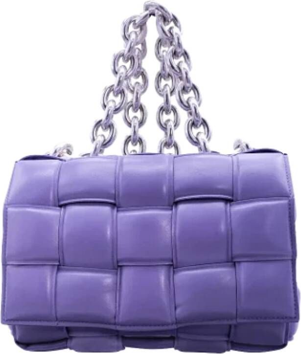 Bottega Veneta Vintage Lavendel Leren Chain Cassette Tas Purple Dames