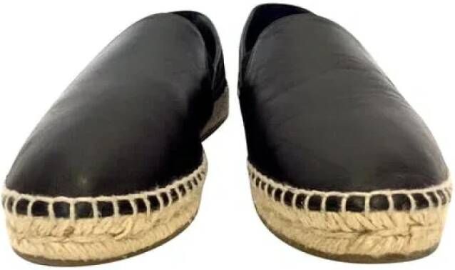 Bottega Veneta Vintage Leren Platte Espadrilles Zwart Dames
