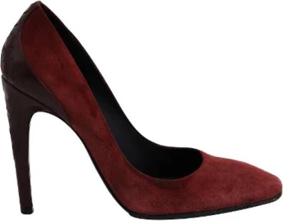 Bottega Veneta Vintage Luxe Bordeaux Suede Hakken Rood Dames