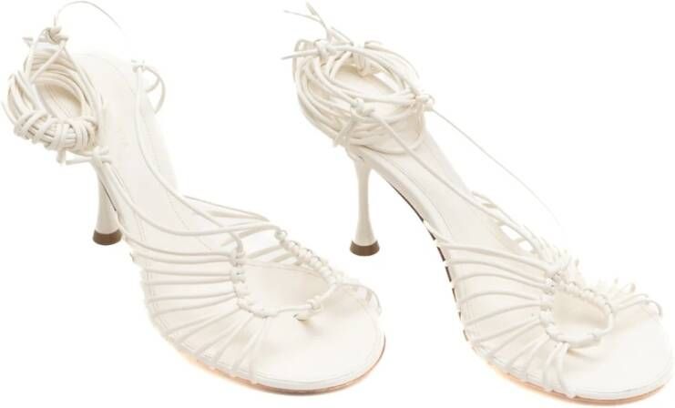 Bottega Veneta Vintage Pre-owned Dot Sandals in White Leather Wit Dames