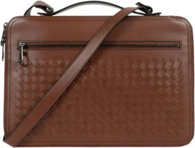 Bottega Veneta Vintage Pre-owned Leather briefcases Bruin Dames