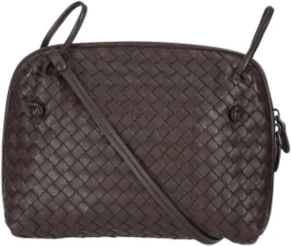 Bottega Veneta Vintage Pre-owned Leather crossbody-bags Bruin Dames